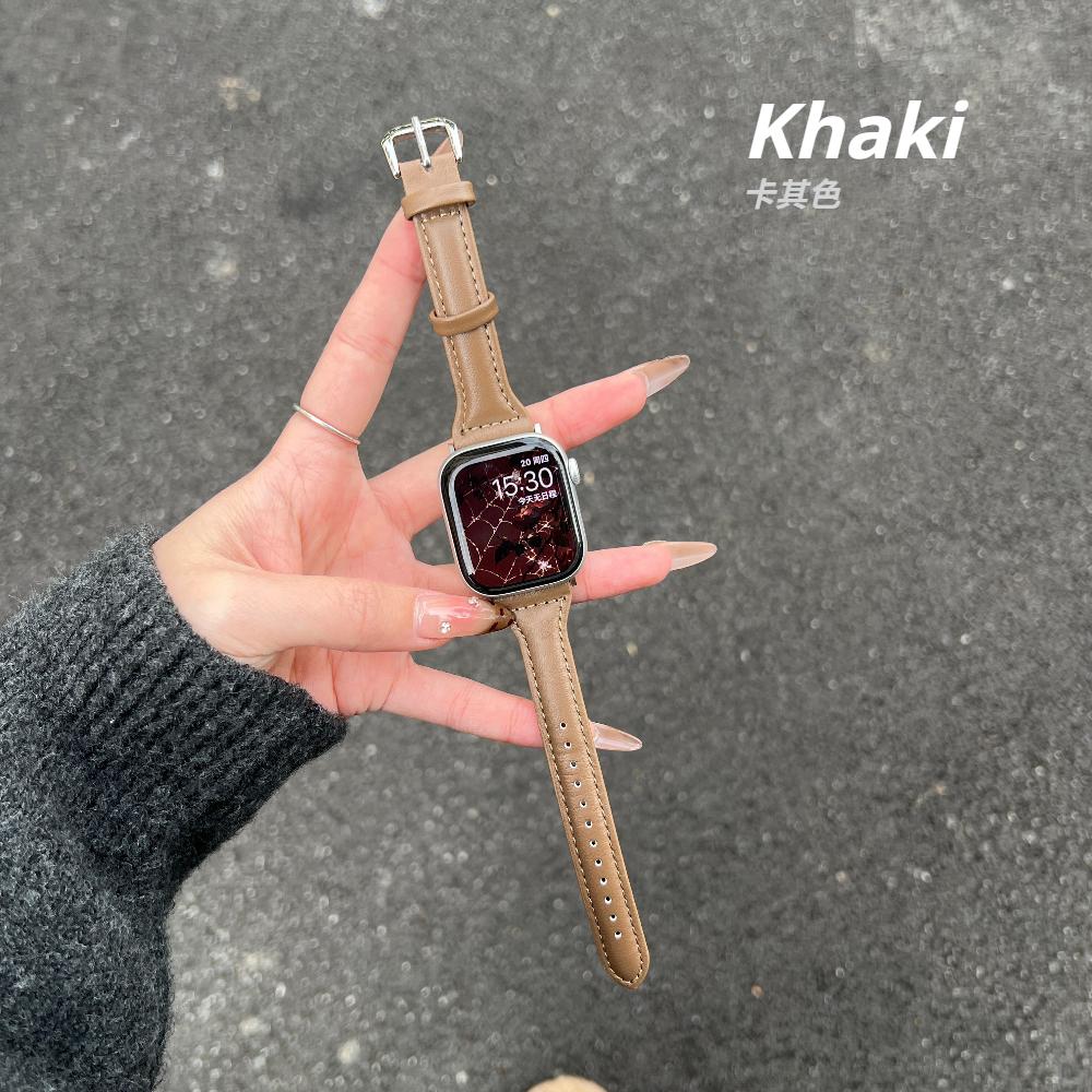 Slim Leather Strap For Apple Watch Series 11 46mm Band 42mm 49mm 44mm 40mm 41mm 45mm 38mm 45mm IWatch Ultra 2/3 S10 9 8 7 SE 6 5 4 3 2 Woman Bracelet