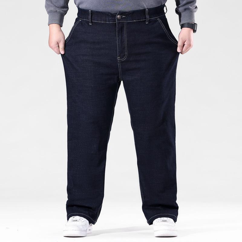 Fashion Plus Size Men's Straight-Leg Trousers Autumn Wide-Leg High-Waisted Stretch Dad Pants for Bigger Builds