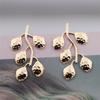 Irregular Branch Leaf Geometry Golden Smooth Stud Earrings for Women Girl Korean Love Aesthetic Daily Life Minimalist Jewelry