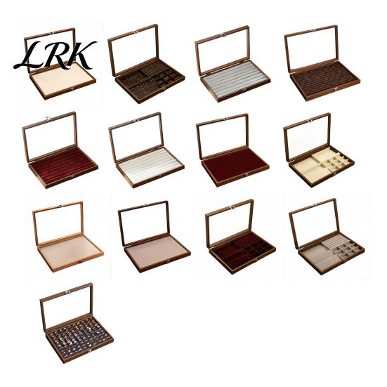 Jewelry Box with Partitions Ring Storage Box, Durable Wood Compartmentalized Design, Soft Neat And Orderly Velvet Interior Multi-grid Organizer,