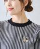 Mishmash Feminine Knit Sweater with Long Sleeves and Simple Houndstooth Women's Brooch, Pattern, Black/White