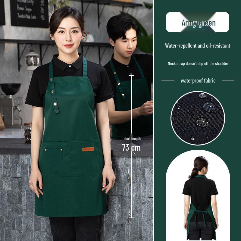 Oil & Waterproof Apron with Waistband for Coffee & Tea Shop Waiters - Custom Logo Printing Available