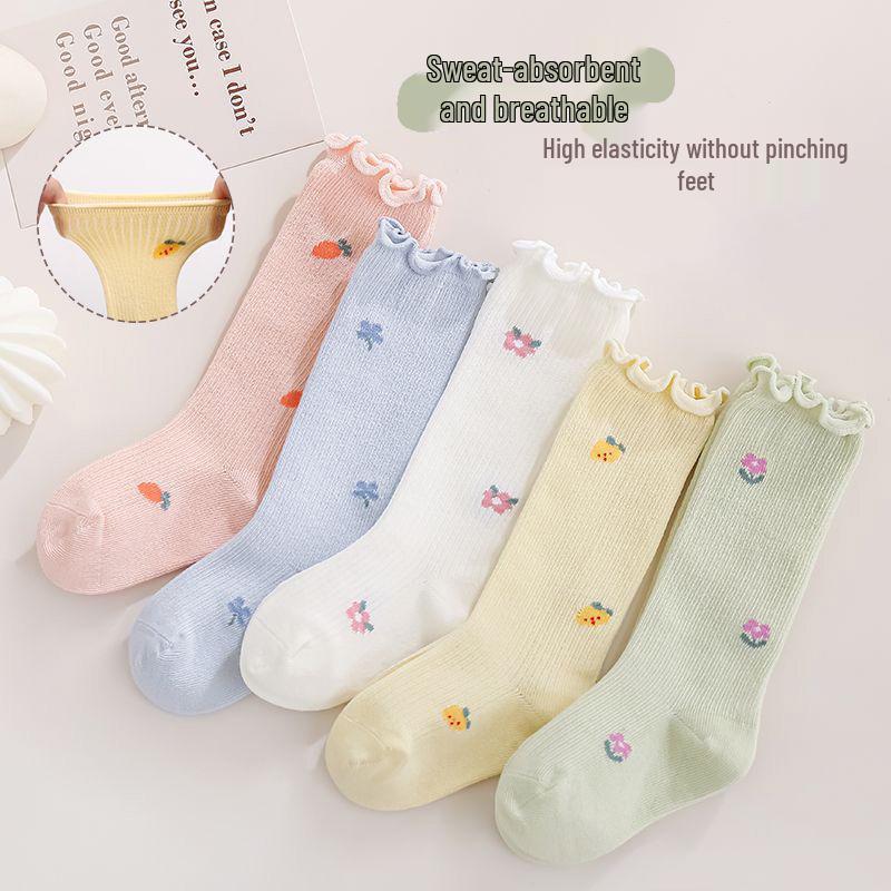 Newborn Lace Princess Mid-Calf Socks - Loose Cuff, Gentle Fit for Autumn & Winter.
