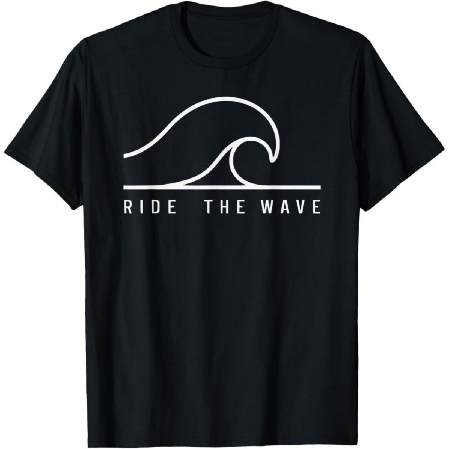 Ride the Wave Minimalist Surf Art T-Shirt S