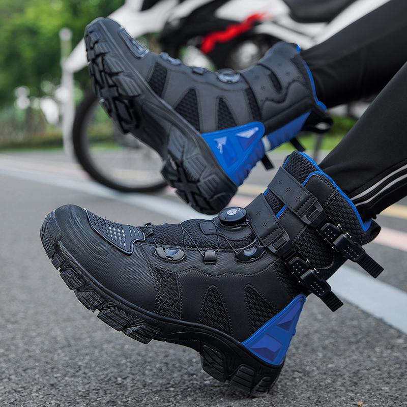Motosiklet Sürüş Ayakkabıları Deri Erkek Sürücüler Motosiklet Botları Yarış Botları Four Seasons Motosiklet Seyahat Ekipmanları