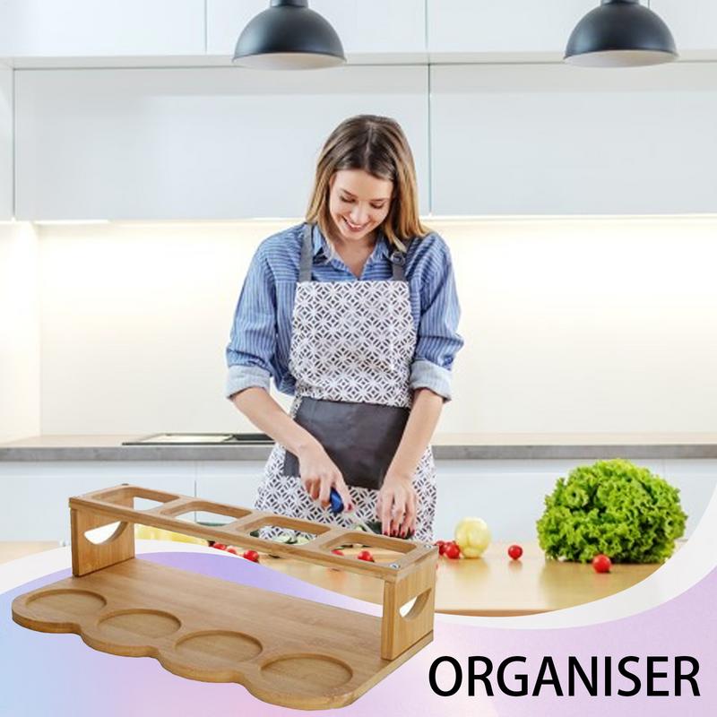 Oil Bottle Rack 2 Tier Olive Oil Rack Organizer for Cabinet Wooden Kitchen Bottle Organizer Oil Vinegar Bottle Storage Display