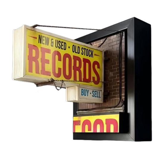 Record Store Wall Light Retro Wall Decoration Light Nostalgic Lighted Record Store Bar Ornament Gift for Record Collectors