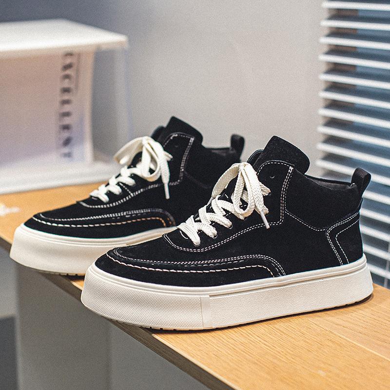 Fashion England style mens fashion cow suede leather boots lace-up oxfords shoes cowboy flats platform boot outdoors ankle desert botas