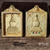 Wutai Mountain Tibetan Thangka Gau Box Pendant - Copper, Gold, Silver, Gemstones, Big White Pagoda Design