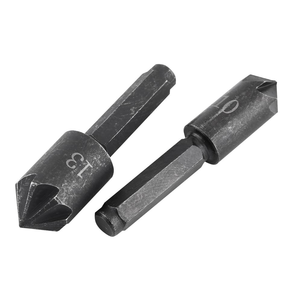 2pcs 7 Flute 82 Degrees 1 4 Hex Shank High Carbon Steel Countersink Cutter Bits