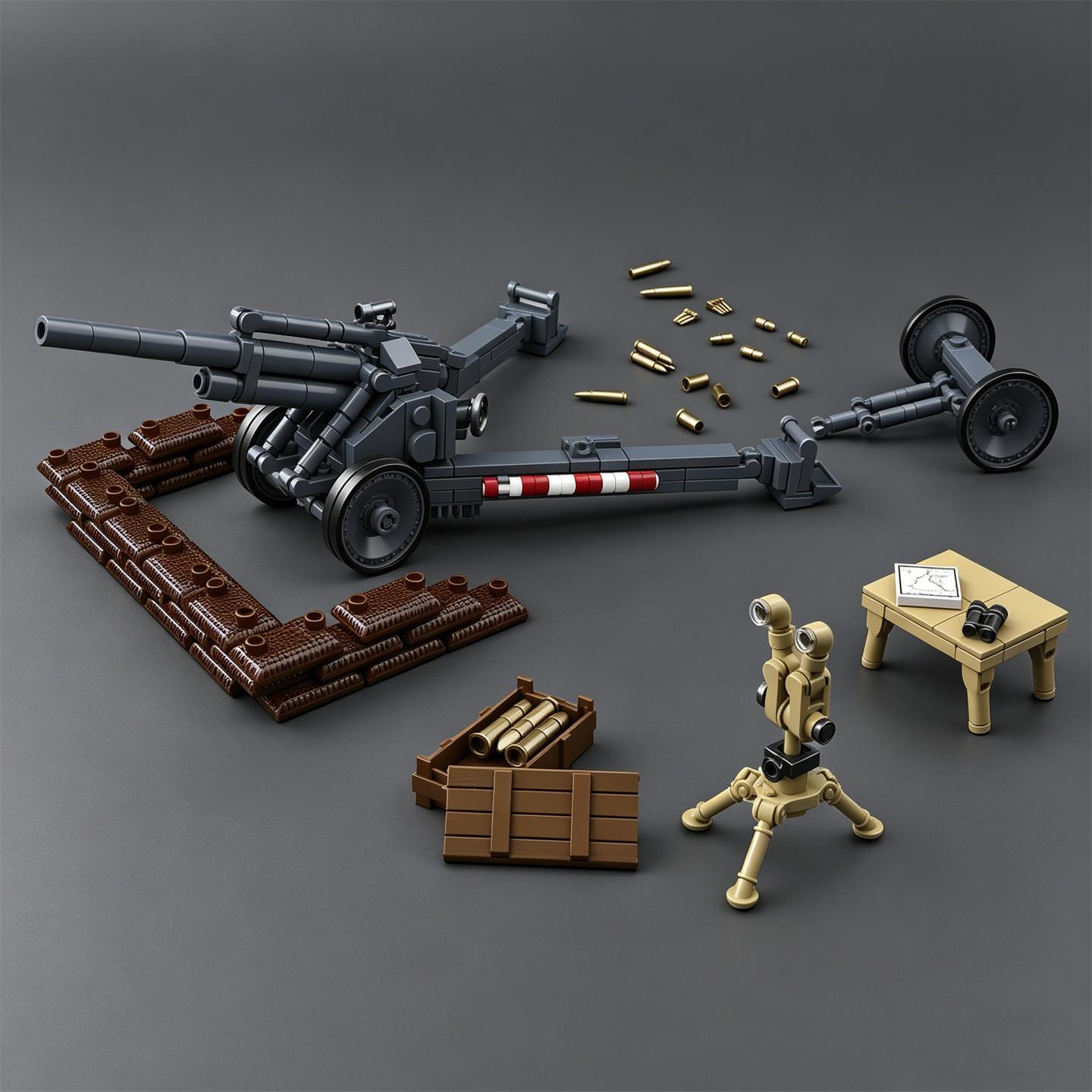 

World War II Infantry Division Heavy Artillery SFH 181.5 cm Howitzer Assembly Scale Model Building Block Cannon Toy Scale Model NO BOX