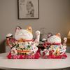 Ceramic Waving Fortune Cat Figurine for Shops and Homes