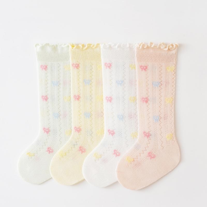 Summer Thin Baby Socks For Girls Cute Lightweight Breathable Mesh Mid-calf Sock 0-5Years Girls Ruffle Bow Princess Kids Socks