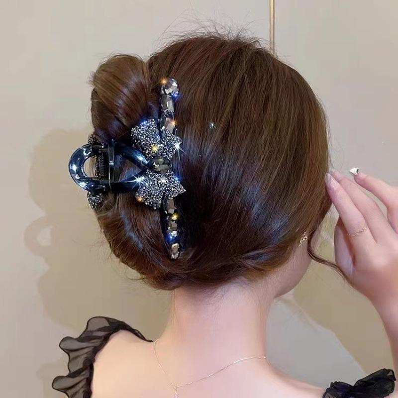 Light Luxury  High-end Sense of Flower  Pearl  Rhinestone  Clip  Female Back Head  Hair Clip  Large Hairpin  Headdress  Hairpin