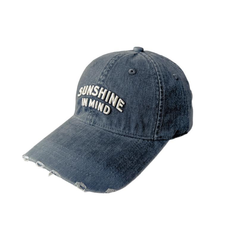 Early autumn new cap retro washed old gradual change color show face small cowboy baseball cap women