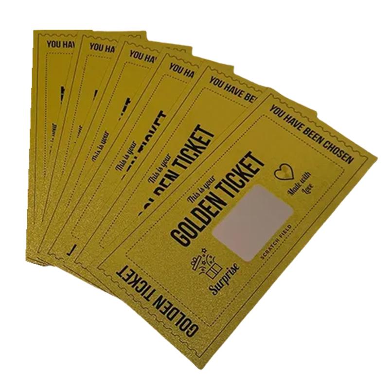 AEE4-Gold Ticket Scratch Card Gravure Printing Greeting Card Luxury Gift Birthday Blessing DIY Scratch Gift