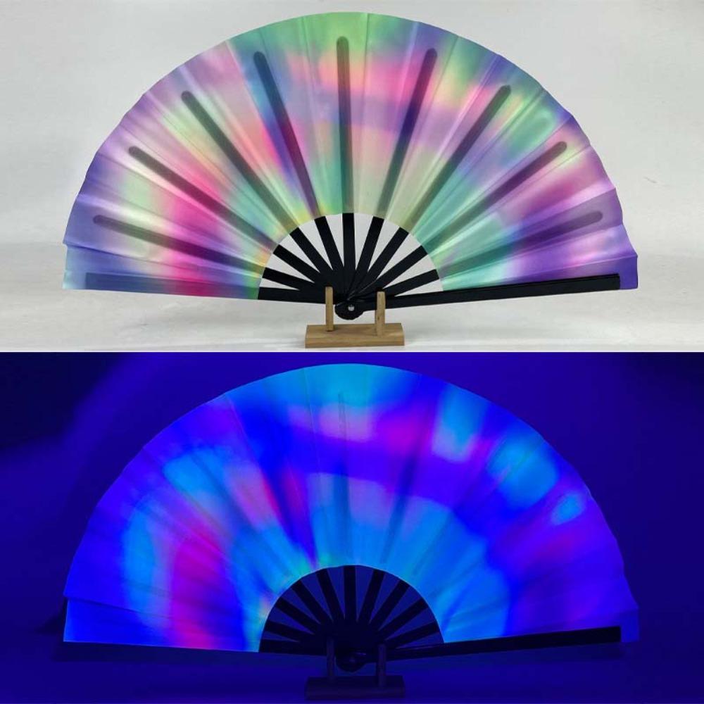 Ventilateur Psychedélique Néon Vibrant 13 pouces Papillon Ventilateur Luminescent Réactif aux UV Cosplay