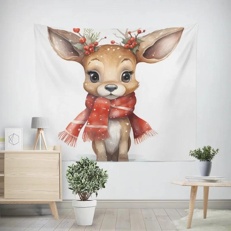 Weihnachten Neujahr Schlitten Elch Wandteppich Wohnzimmer Sofa Heimdeko Weihnachtsgeschenk