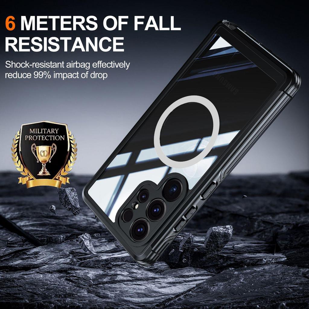 Samsung S25 Rugged Case: 360° Full-Coverage, 9H Glass, Shockproof, Anti-Scratch, Magnetic Charging