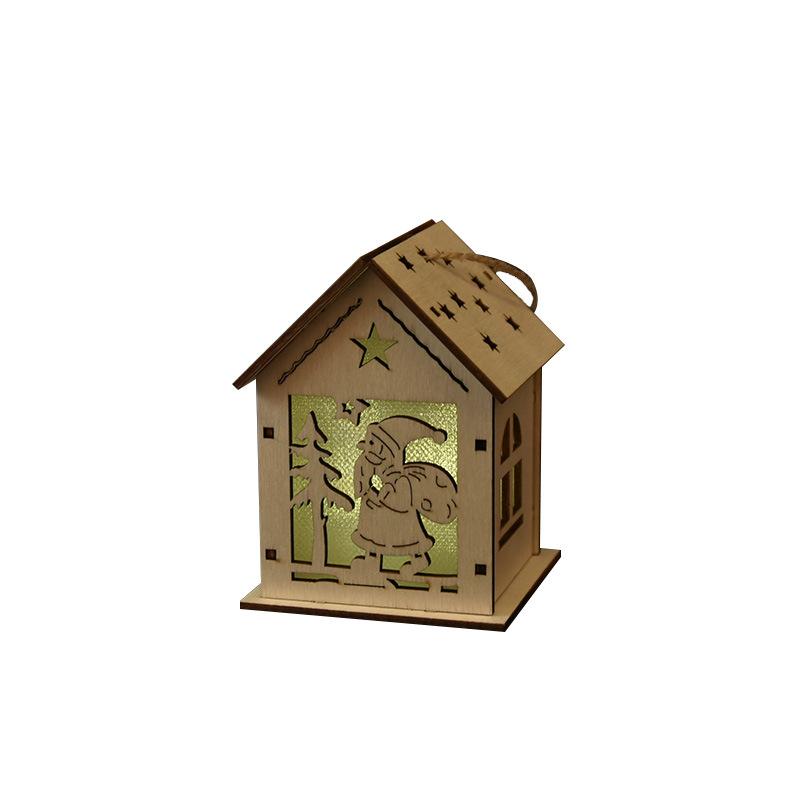

Wooden House Shape LED Light Table Gift Christmas Tree Christmas Mini Balcony Ornaments Battery Lights Home For Children Oprated