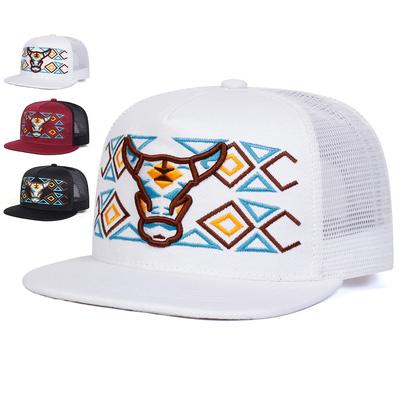 Unisex Klobouky Baseballová Síťovina s Výšivkou Býčí Hlavy Jaro Léto Venkovní Nastavitelné Ležérní Hip-hop Trucker Kšiltovky Klobouk proti Slunci