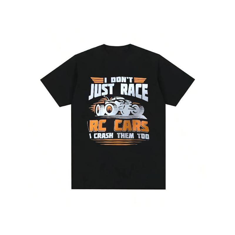 Unisexs Rc Car Drift Racing Pattern Tshirt Orange And Rc Car Design Loose Casual Street Wear Rc Car Enthusiast Clothing