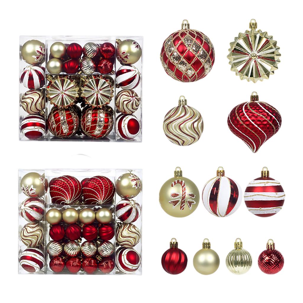 48PC Flocked Velvet Christmas Tree Ball Ornaments Set