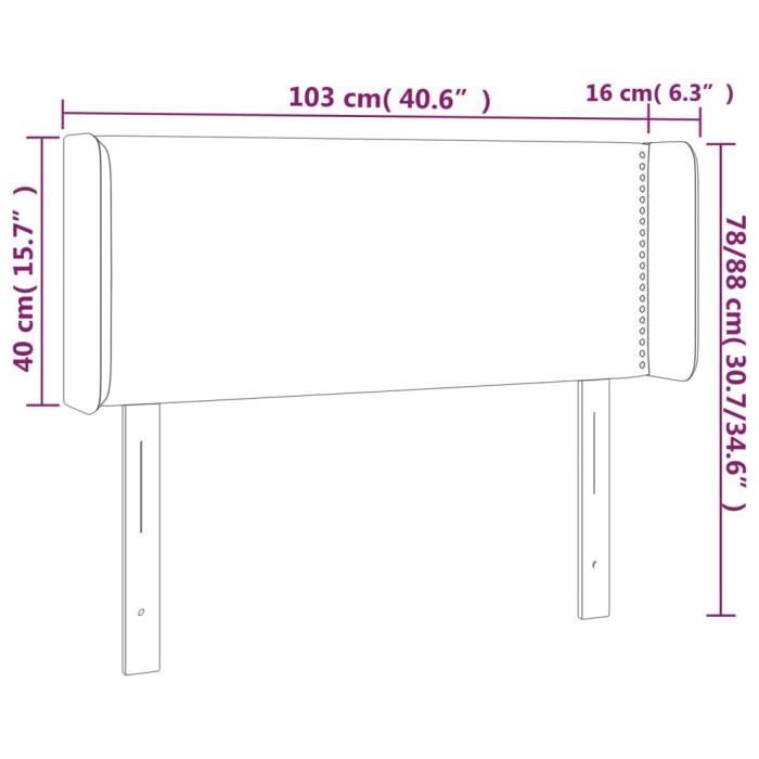 3118670 vidaXL Headboard with Ears Light Grey 103x16x78-88 Cm Velvet