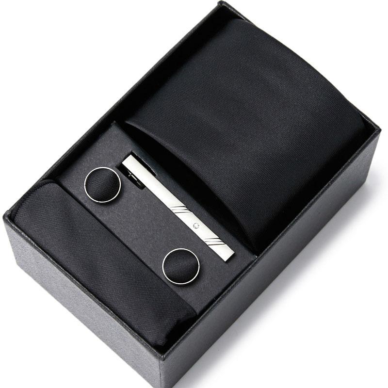 Tie Men'S Business Professional Dress Suit Blue Striped Gift Box Polyester Silk 7.5Cm Business Gift