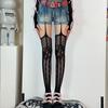 Y2K Grils Women'S Fishnet Stockings Tights High Waist Lace Suspender Pantyhose  Summer Sexy Hollow Out Jk Stocking