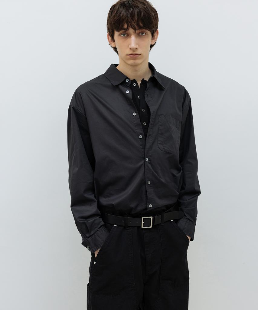 INSILENCE Washed High Density Shirt Mud Black