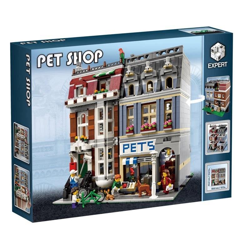 Compatible with LEGO building blocks 10218 creative street scene series Pet Shop assembled building block toys