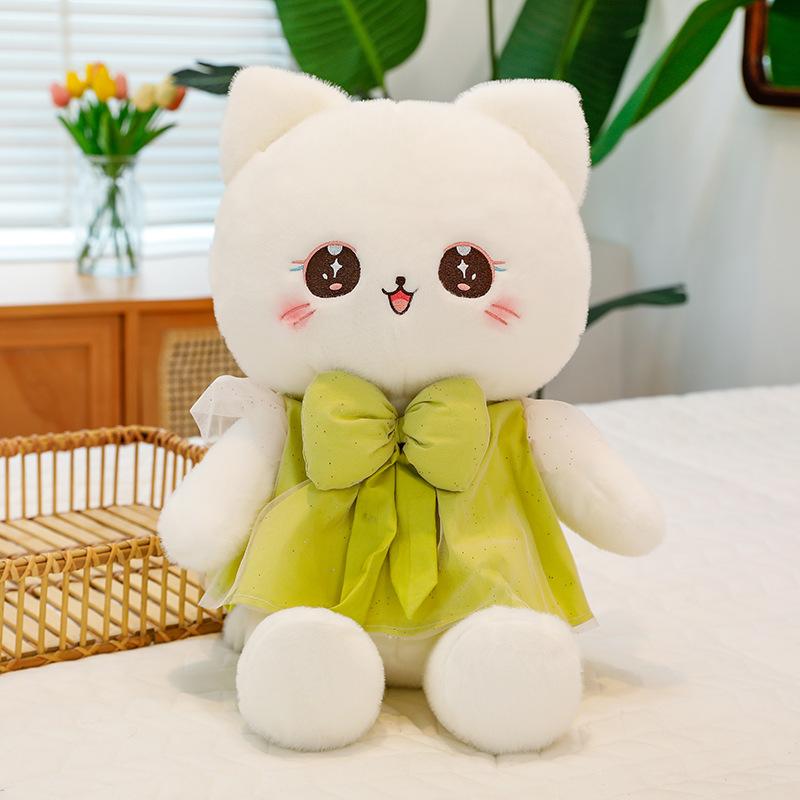 Cute Princess Cat Plush Toy Doll Cartoon Bow Dress Cat Doll Throw Pillow Girl Gift