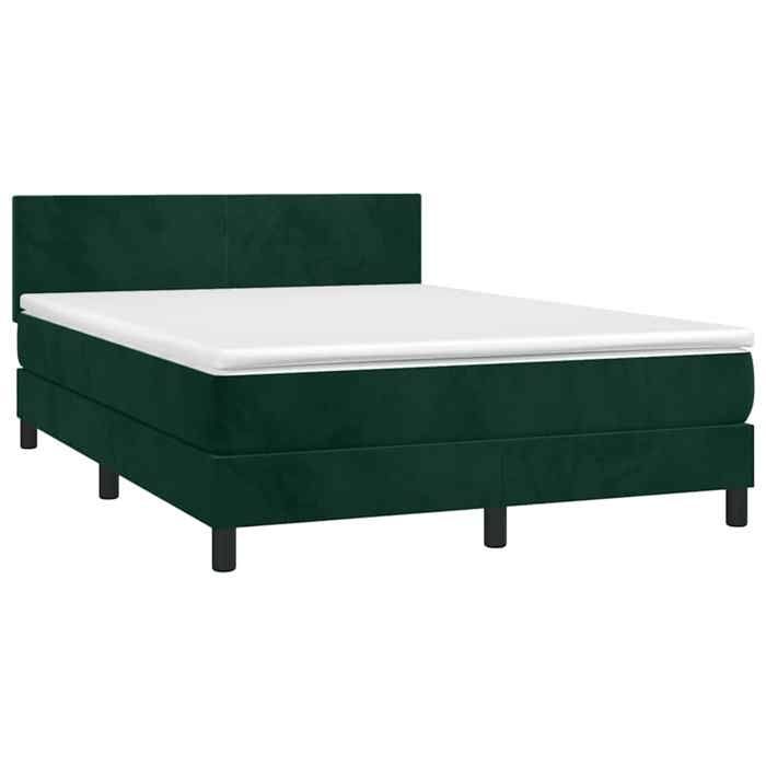Maison Exclusive - Sommier à lattes de lit avec matelas LED Vert foncé 140x200 cm