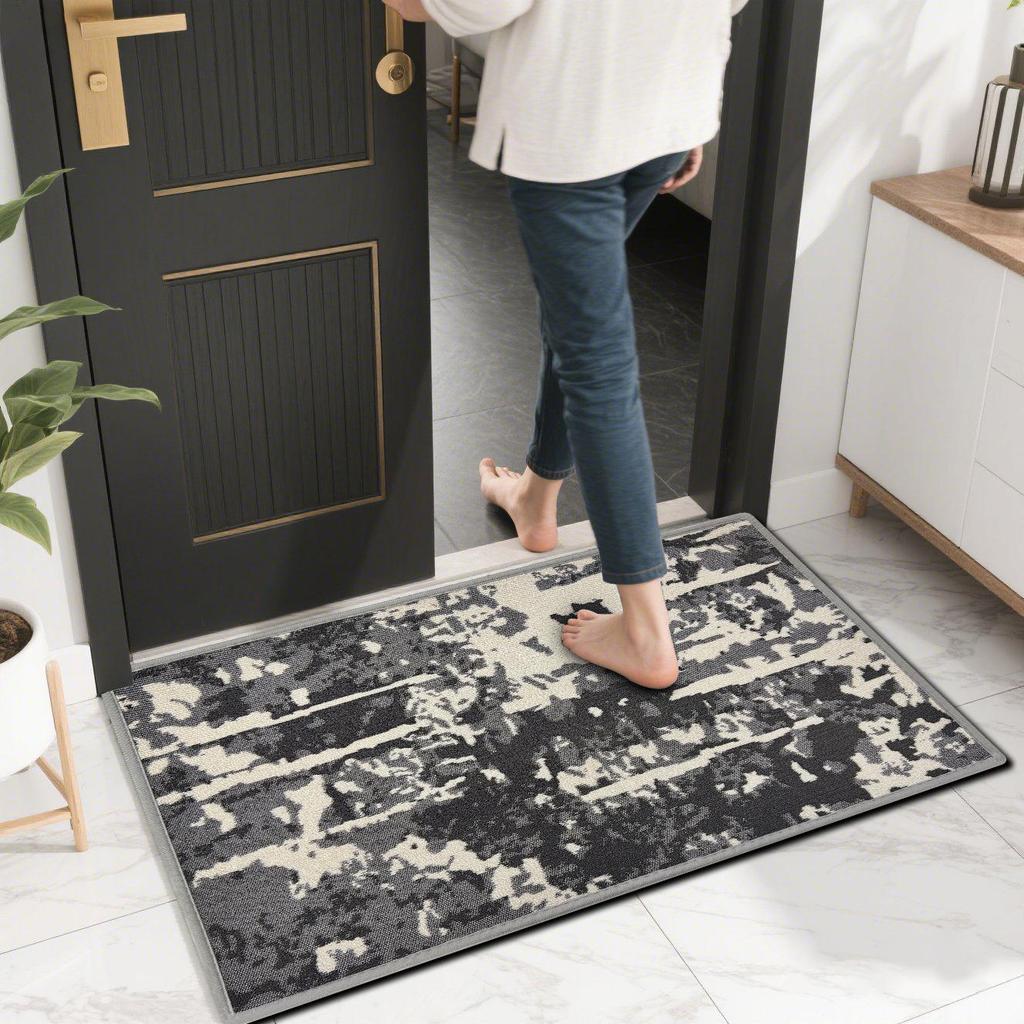Abstract Living Room Dirt Resistant Carpet Anti Slip Entrance Door Mat Easy To Maintain Floor Mat