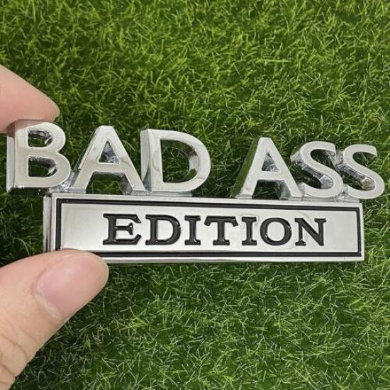 2PCS Bad Ass Edition Emblem Car Badges Badass 3D Sticker Decal Chrome Black | Red | Adhesive | Front | Motorcycle |  | Singapore