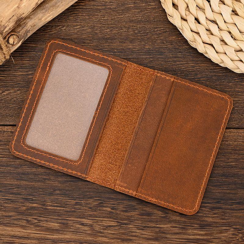 Leather Card Holder, Simple Leather Short Wallet, Ultra-Thin Men'S 20% Off Card Bag, Crazy Horse Leather Small Wallet.