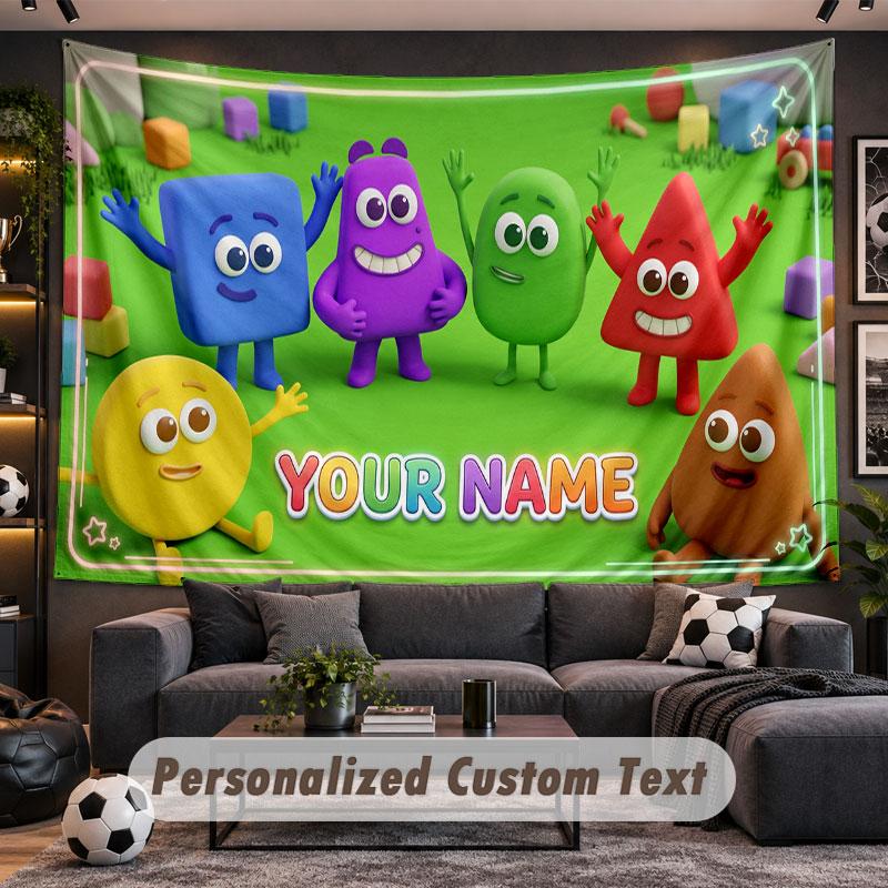 Wall Hanging Tapestry Custom NameAlphablocks Pattern Personalized Printed Fabric Wall Decor