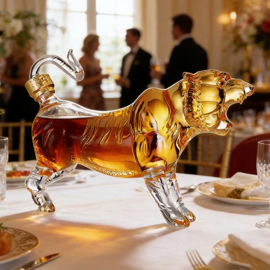 Szklana Karafka na Whisky Tygrys Odporna na Ciepło i Zimno Ręcznie Robiona do Alkoholi 500/1000ml Karafka Unikalna Karafka na Alkohol Prezent na Wino Whisky Rum