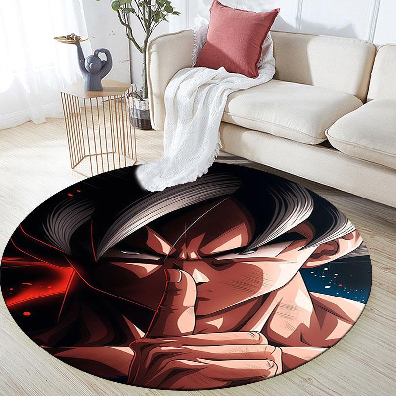 Goku pattern round rug,Carpet Rug for Living Room Bedroom Playroom ,Non-slip Floor Mat,Holiday Gifts and Birthday Gifts.