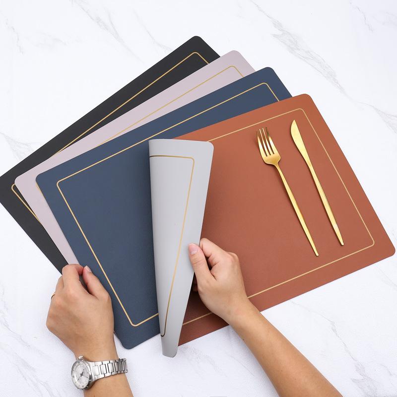 European leather western dining mat two-color square thermal insulation mat large waterproof table mat tea tray dining tray coaster light luxury
