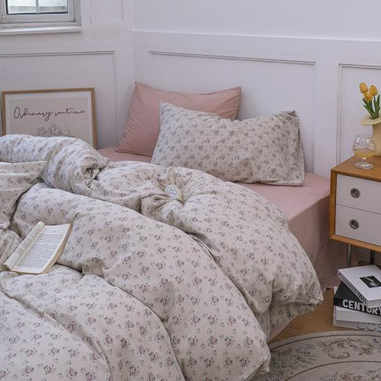 Duo Xi Ai Mei Double-Layer Cotton 4-Piece Bedding Set: Bed Sheet & Quilt Cover