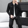 Men Autumn  Casual Track Suit Corduroy Sets Two Piece Long Trousers and Jakcet Clothing Men  Pockets Suits