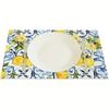 4/6pcs Set of Blue and Yellow Lemon Placemats with Vibrant Fruit and Floral Pattern in Blue Tile. Suitable for Home Kitchen, Restaurant, Party, Indoor
