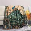 Peacock with Fanned Tail  Print Flannel Blanket, High quality Comfortable for All Seasons, Home Decor, Warmth and Comfort