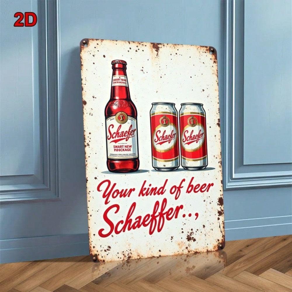 Vintage Schaefer Öl Plåtskylt Retro Pub Väggkonst Metalldekor Hembar Garage Man Cave