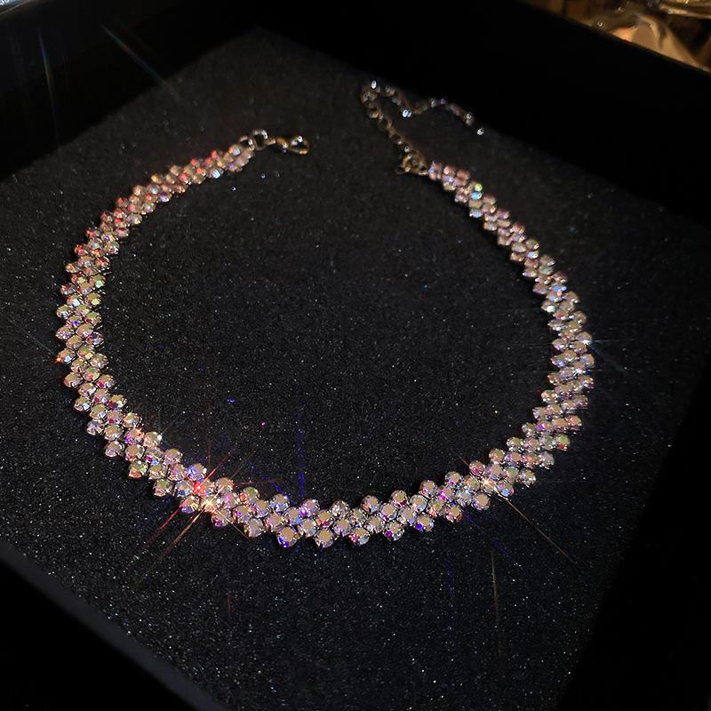 Luxury Shiny Full Rhinestone Choker Necklace for Women Personalized Geometric Crystal Necklaces Wedding Jewelry Party Gifts