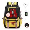 Trend Printing Student Casual Schoolbag Contrasting Color Neutral USB Backpack