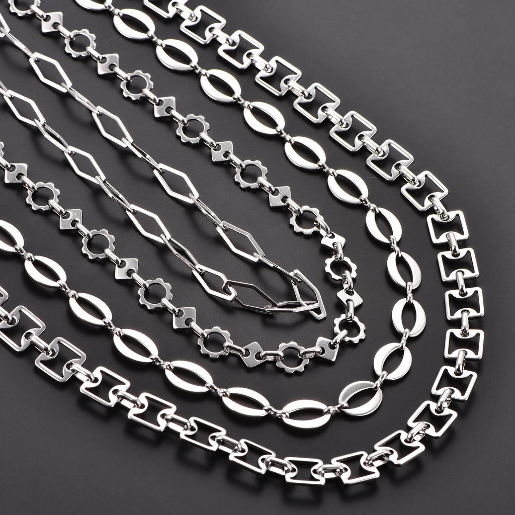 Creative Geometric Stainless Steel Link Neck Chain Necklace for Women Men Copper Color Collar Choker Metal Jewelry Accessories