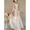Suspender New Dress Slim Print Waist Thin Long Dress Design Splicing Skirt Fishtail Picture Color
